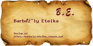 Barbély Etelka névjegykártya